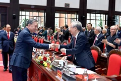 Tổng Bí thư Tô Lâm và các đại biểu tham dự buổi gặp mặt.