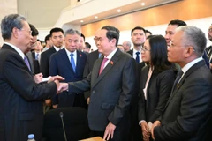 Chủ tịch Quốc hội Trần Thanh Mẫn gặp Ủy viên trưởng Ủy ban Thường vụ Nhân đại toàn quốc Trung Quốc Zhao Leji (Triệu Lạc Tế). (Ảnh: quochoi.vn)
