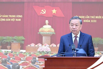 Tổng Bí thư Tô Lâm phát biểu bế mạc Hội nghị.