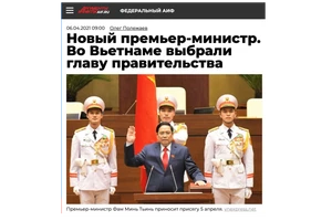 Giao diện bài viết được đăng trên tờ “Luận chứng và sự kiện” của Nga ngày 6-4.