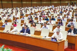 Các đại biểu Quốc hội biểu quyết thông qua Nghị quyết về chủ trương đầu tư Dự án đầu tư xây dựng đường bộ cao tốc Biên Hòa-Vũng Tàu giai đoạn 1. (Ảnh: LINH NGUYÊN)