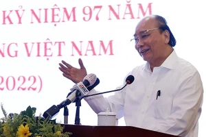 Chủ tịch nước Nguyễn Xuân Phúc phát biểu tại buổi gặp mặt các cơ quan báo chí tại Thành phố Hồ Chí Minh. (Ảnh: TTXVN)