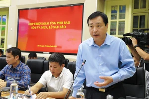 Ông Trần Quang Hoài, Tổng cục trưởng Tổng cục Phòng chống thiên tai, Phó trưởng Ban Chỉ đạo TƯ về Phòng chống thiên tai phát biểu tại cuộc họp.