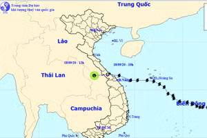Vị trí và hướng di chuyển của vùng áp thấp. (Nguồn: kttv.gov.vn)