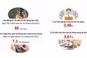Những thông tin cơ bản về lao động-việc làm quý I năm 2022 (Ảnh: GSO).