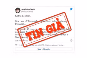 Một bài đăng trên Twitter đưa tin sai sự thật về bệnh đậu mùa khỉ.