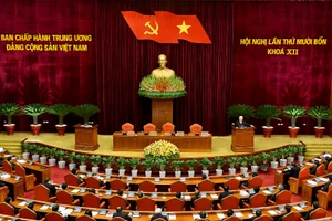 Quang cảnh bế mạc Hội nghị lần thứ 14 Ban Chấp hành Trung ương Đảng khóa XII. 