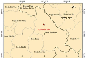 Vị trí trận động đất. (Ảnh: Trung tâm Báo tin động đất và cảnh báo sóng thần)