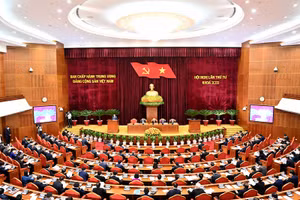 Toàn cảnh Hội nghị lần thứ tư Ban Chấp hành Trung ương Đảng khóa XIII. (Ảnh: ĐĂNG KHOA)