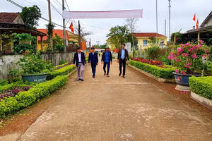 Tuyến đường liên thôn, liên xã ở xã nông thôn mới Xuân Thủy, huyện Lệ Thủy (Quảng Bình) được rải bê-tông sạch đẹp.