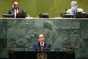 Chủ tịch nước Nguyễn Xuân Phúc phát biểu tại Phiên thảo luận Cấp cao Đại hội đồng Liên hợp quốc khóa 76. (Nguồn: TTXVN)