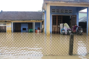 Nhà của người dân ở phường Phổ Văn, thị xã Đức Phổ bị ngập sâu.