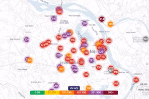 Chất lượng không khí ở Hà Nội lúc 9 giờ 30 sáng 2-11 trên hệ thống quan trắc của Pam Air.