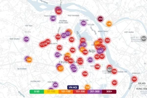 Chất lượng không khí ở Hà Nội lúc 9 giờ 30 sáng 2-11 trên hệ thống quan trắc của Pam Air.