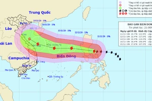 Vị trí và hướng di chuyển của bão Vamco. (Nguồn: nchmf.gov.vn)