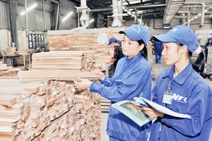 Sản xuất đồ gỗ xuất khẩu ở Công ty CP lâm sản Nam Định (Nam Định). Ảnh: Anh Đức