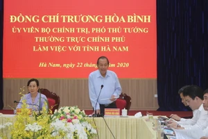 Phó Thủ tướng Thường trực Chính phủ Trương Hòa Bình phát biểu tại buổi làm việc.