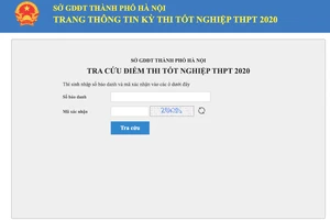 Giao diện trang tra cứu điểm thi trực tuyến của Sở GD-ĐT Hà Nội