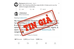 Ảnh chụp màn hình dòng tweet đăng nội dung châm biếm về khoản đầu tư của tỷ phú Elon Musk tại Twitter.