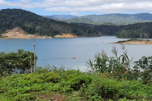 Khu vực tích nước lòng hồ thuỷ điện Thượng Kon Tum.