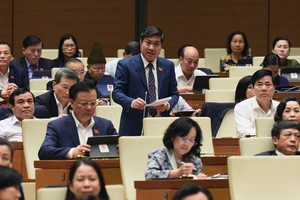 Ðại biểu Quốc hội tỉnh Quảng Nam phát biểu thảo luận tại hội trường. Ảnh: Quang Khánh