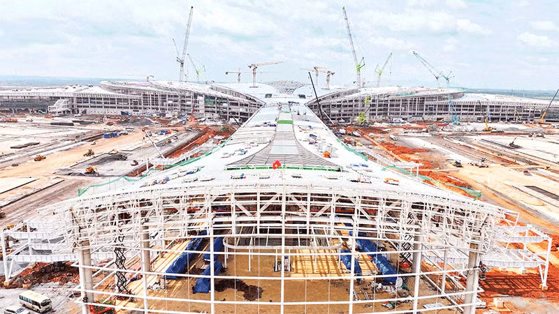 Thi công Nhà ga hành khách sân bay quốc tế Long Thành. (Ảnh ACV)