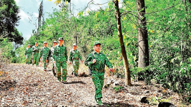 Bộ đội Biên phòng tỉnh Gia Lai tuần tra bảo vệ đường biên.