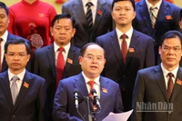 Bí thư Tỉnh ủy Cao Bằng Quản Minh Cường thay mặt Ban Chấp hành Đảng bộ tỉnh khóa XX cảm ơn các đại biểu đã tin tưởng, giao trọng trách.