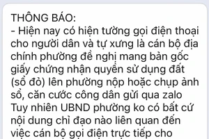 Thông tin cảnh báo của chính quyền địa phương về tình trạng giả danh "cán bộ địa chính".