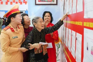 Cử tri Đoàn Thị Thuận, sinh năm 1925 đi bầu cử.