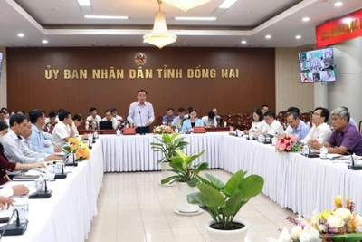 Chủ tịch Ủy ban nhân dân tỉnh Đồng Nai Võ Tấn Đức phát biểu tại buổi làm việc.