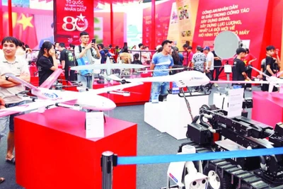 Các sản phẩm công nghệ được trưng bày tại Triển lãm thành tựu đất nước “80 năm hành trình Độc lập-Tự do-Hạnh phúc”. (Ảnh: THẾ ĐẠI)