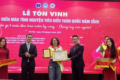 Lãnh đạo Bộ Y tế, Trung ương Hội Chữ thập đỏ Việt Nam trao tặng bằng khen, biểu trưng cho các cá nhân tiêu biểu tại Lễ tôn vinh.