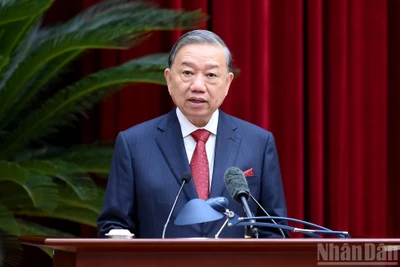 Tổng Bí thư Tô Lâm phát biểu bế mạc hội nghị.