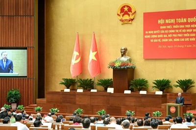 Hội nghị toàn quốc quán triệt và triển khai thực hiện bốn Nghị quyết Trung ương. (Ảnh: DUY LINH)