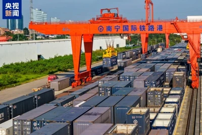 Một góc Cảng đường sắt quốc tế Nam Ninh. (Ảnh: CCTV)