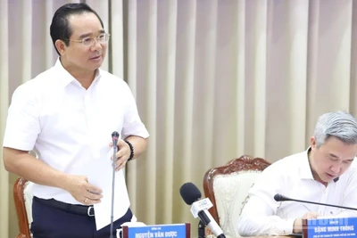 Chủ tịch Ủy ban nhân dân Thành phố Hồ Chí Minh Nguyễn Văn Được phát biểu tại Hội nghị.