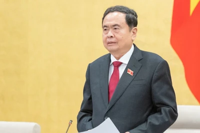 Chủ tịch Quốc hội Trần Thanh Mẫn, Chủ tịch Hội đồng bầu cử quốc gia phát biểu tại phiên họp. (Ảnh: DUY LINH)