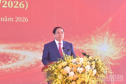 Thủ tướng Phạm Minh Chính phát biểu ý kiến tại Lễ kỷ niệm. (Ảnh: Thanh Giang)