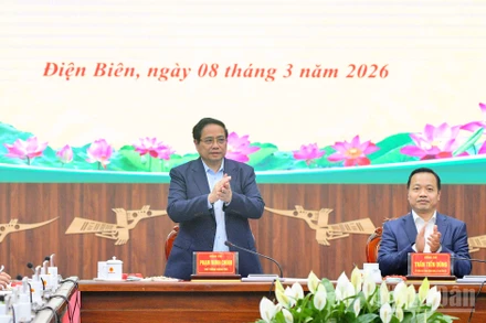 Thủ tướng Chính phủ Phạm Minh Chính chủ trì cuộc làm việc với tỉnh Điện Biên. (Ảnh: Thanh Giang)