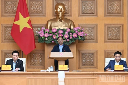 Thủ tướng Phạm Minh Chính chủ trì Phiên họp lần thứ hai của Ban Chỉ đạo Quốc gia triển khai Nghị quyết số 68-NQ/TW của Bộ Chính trị về phát triển kinh tế tư nhân. (Ảnh: Trần Hải)