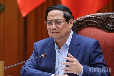 Thủ tướng Chính phủ Phạm Minh Chính phát biểu kết luận cuộc họp. (Ảnh: TRẦN HẢI)