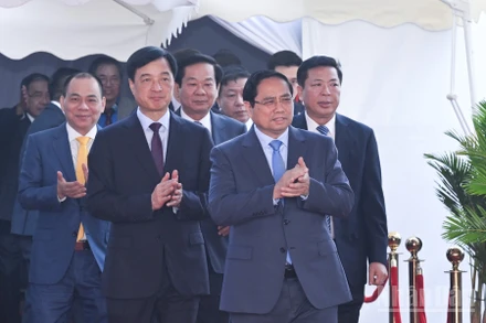 Thủ tướng Phạm Minh Chính dự khởi công Dự án đầu tư xây dựng Khu đô thị thể thao Olympic, Hà Nội. Ảnh: Trần Hải