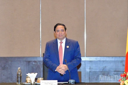 Thủ tướng Chính phủ Phạm Minh Chính phát biểu ý kiến tại cuộc làm việc. (Ảnh: THANH GIANG)