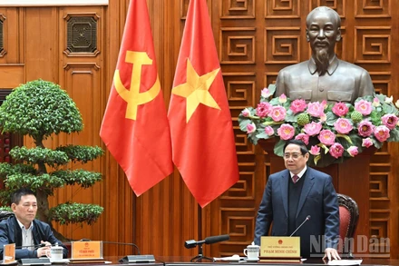 Thủ tướng Chính phủ Phạm Minh Chính chủ trì Phiên họp lần thứ hai của Ban Chỉ đạo của Chính phủ về quản lý, điều hành kinh tế vĩ mô. (Ảnh: TRẦN HẢI)