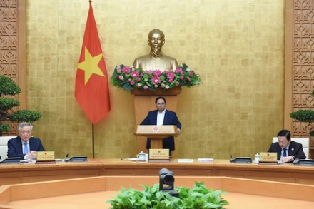 Thủ tướng Phạm Minh Chính chủ trì phiên họp Chính phủ thường kỳ tháng 5. (Ảnh: TRẦN HẢI)