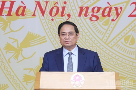 Thủ tướng Phạm Minh Chính phát biểu ý kiến tại Phiên họp lần thứ 12 Hội đồng Thi đua-Khen thưởng Trung ương. (Ảnh: Trần Hải)