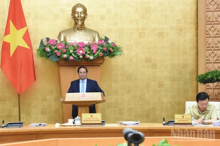 Thủ tướng Phạm Minh Chính phát biểu ý kiến tại phiên họp. (Ảnh: TRẦN HẢI)