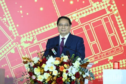 Thủ tướng Phạm Minh Chính phát biểu ý kiến tại lễ khởi công. (Ảnh: Trần Hải)