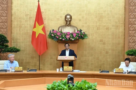 Thủ tướng Phạm Minh Chính chủ trì phiên họp Chính phủ chuyên đề xây dựng pháp luật tháng 9/2025. (Ảnh: Trần Hải) 